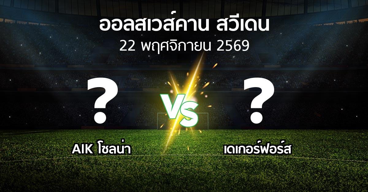 โปรแกรมบอล : เอไอเค vs เดเกอร์ฟอร์ส (ออลสเวส์คาน สวีเดน 2026)