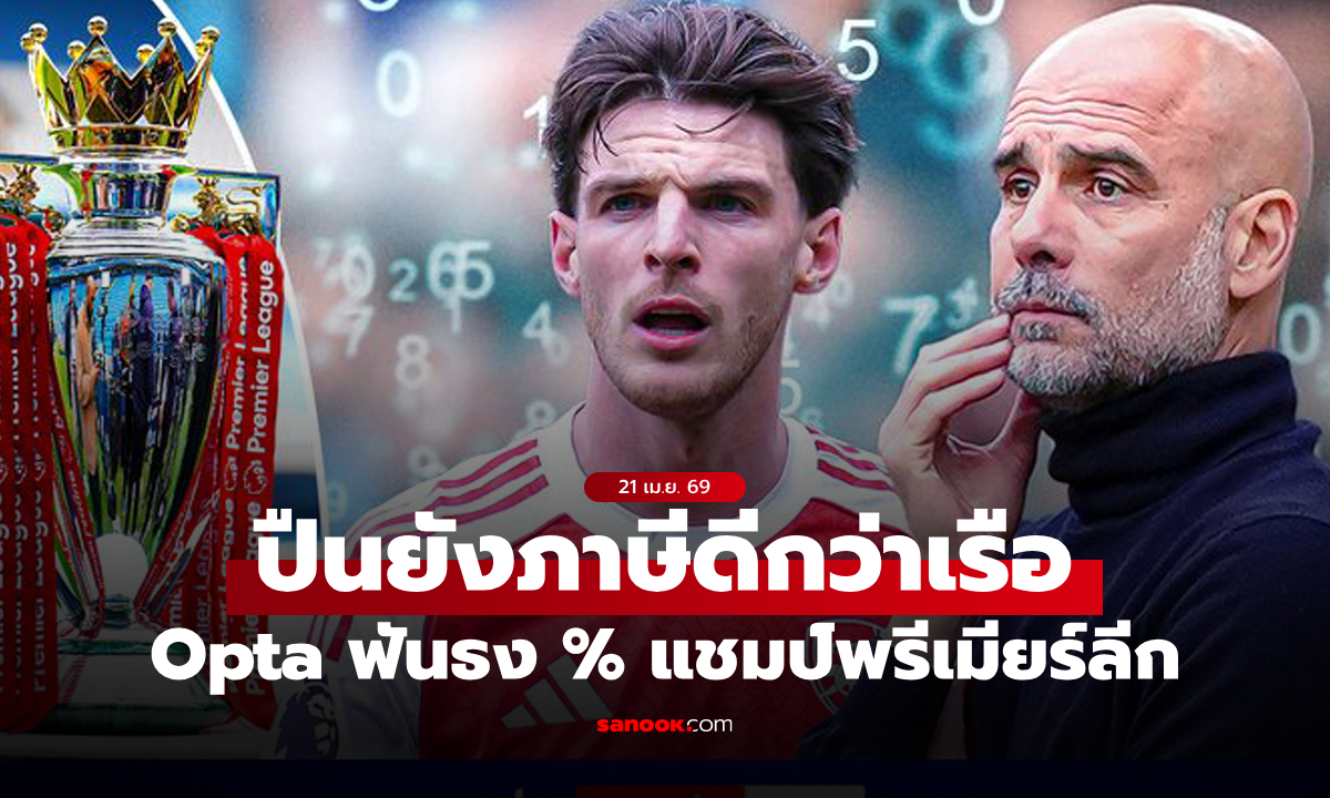 สวนทางบ่อน! ซูเปอร์คอมฯ ยังเชื่อ อาร์เซนอล คว้าแชมป์พรีเมียร์ลีก 73%