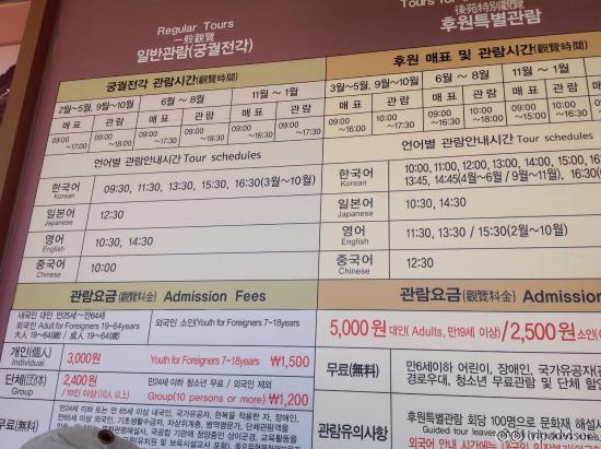 Schedule of guide and fee