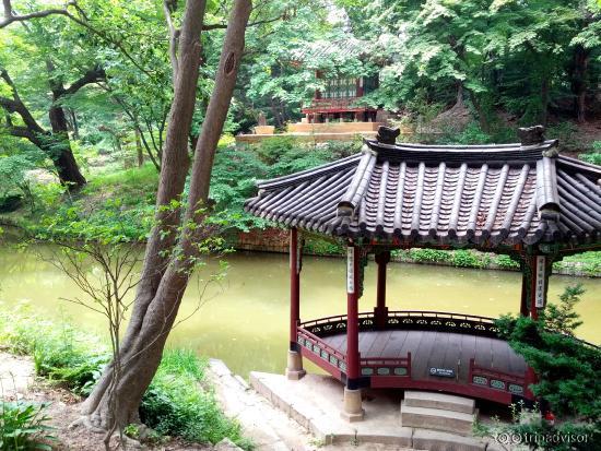 A unique crescent-shaped pavilion