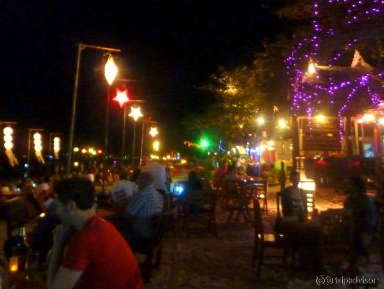 The main beach comes alive at night