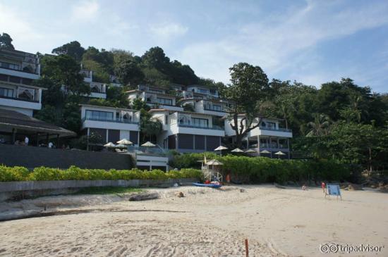 Vue des villas depuis la plage