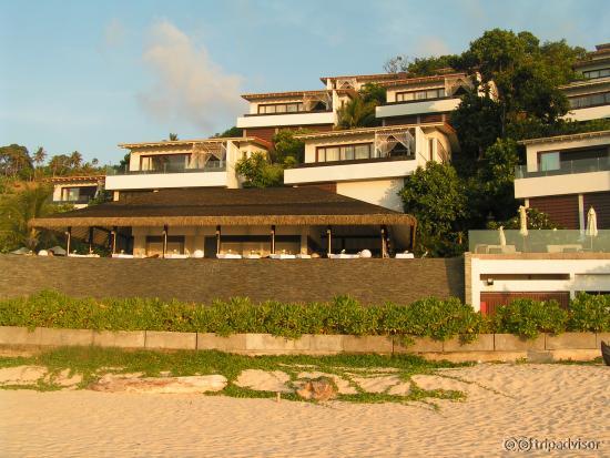 View of the villas from the beach