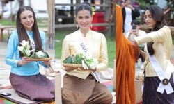 "มิสยูนิเวิร์สไทยแลนด์ 2023" สวมใส่ชุดผ้าไทย ทำบุญตักบาตรข้าวเหนียว สุดงดงาม