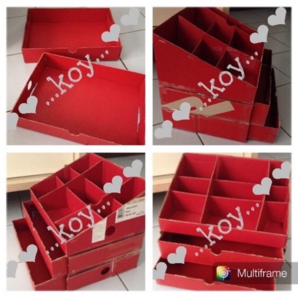 DIY กล่องเครื่องสำอาง จากกล่องรองเท้าเหลือใช้