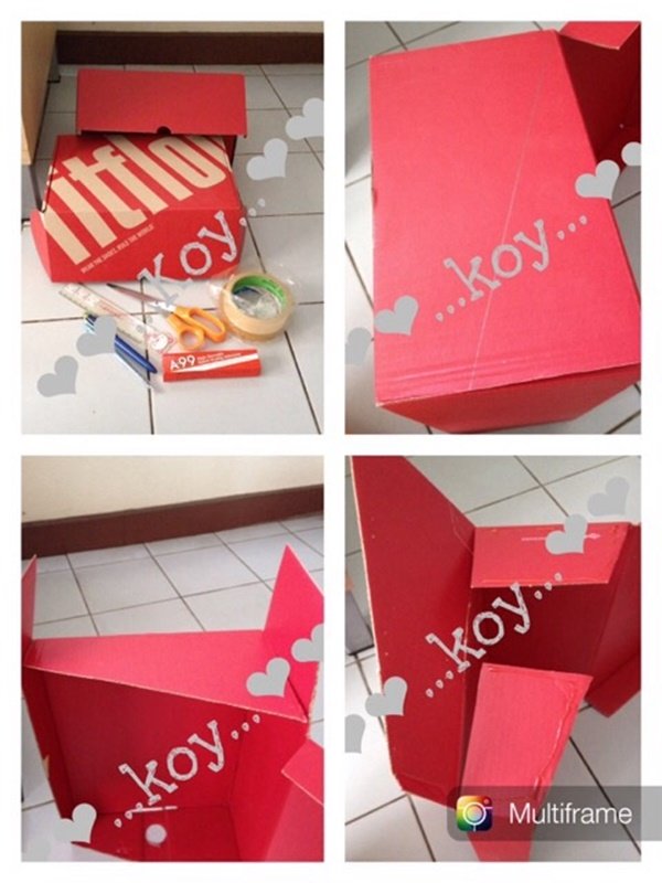 DIY กล่องเครื่องสำอาง จากกล่องรองเท้าเหลือใช้