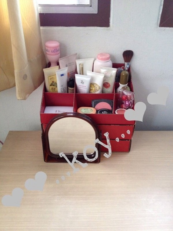 DIY กล่องเครื่องสำอาง จากกล่องรองเท้าเหลือใช้