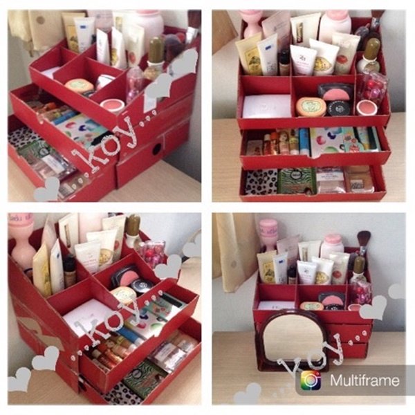 DIY กล่องเครื่องสำอาง จากกล่องรองเท้าเหลือใช้