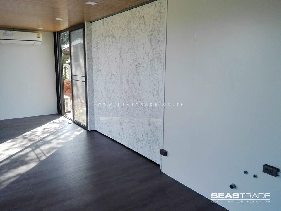 บ้านสำเร็จรูปชั้นเดียว สไตล์โมเดิร์นเรียบหรู 2 ห้องนอน 2 ห้องน้ำ พื้นที่ใช้สอย 60 ตรม