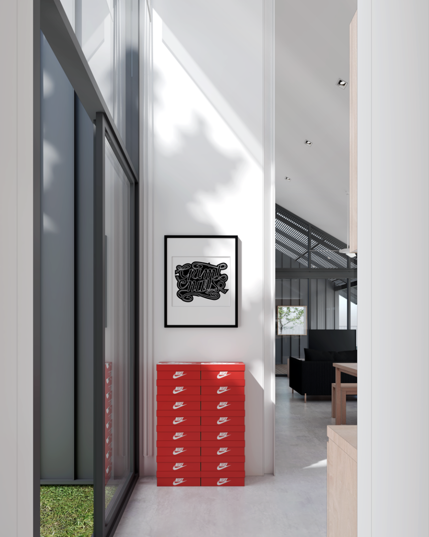 แบบบ้านชั้นเดียวหลังคาทรงจั่ว สไตล์มินิมอล 3 ห้องนอนเหมาะกับวัยเกษียณ