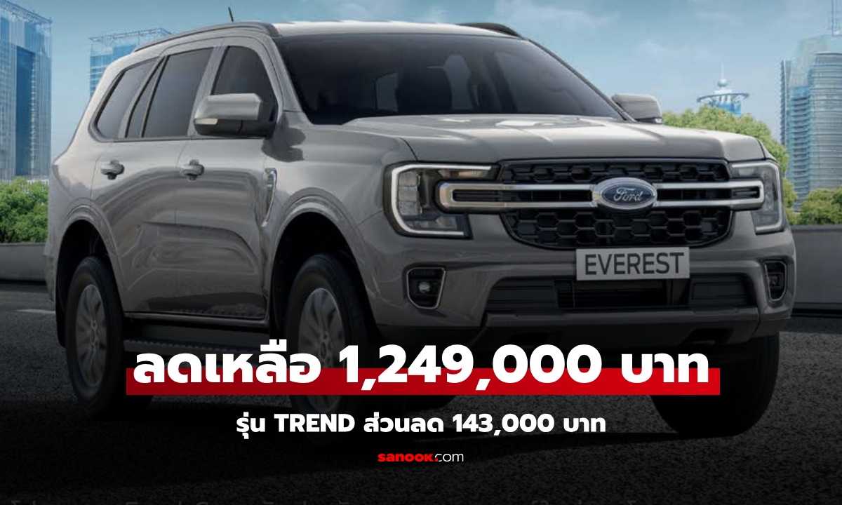 Ford Everest 2024 รุ่นเริ่มต้น Trend หั่นราคาพิเศษเหลือ 1,249,000 บาท