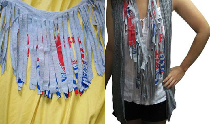 DIY วิธีทำผ้าพันคอเสื้อยืด