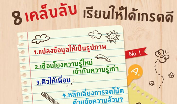 8 เคล็ดลับ เรียนให้ได้เกรดดี