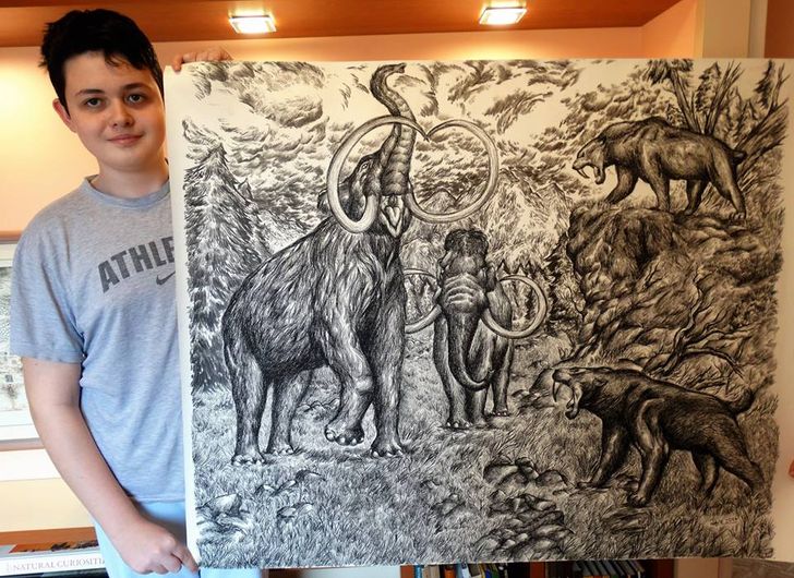 อัจฉริยะด้านศิลปะ ศิลปินเด็กวัย 15 ปี วาดรูปสัตว์เพียงแค่ใช้ความจำ