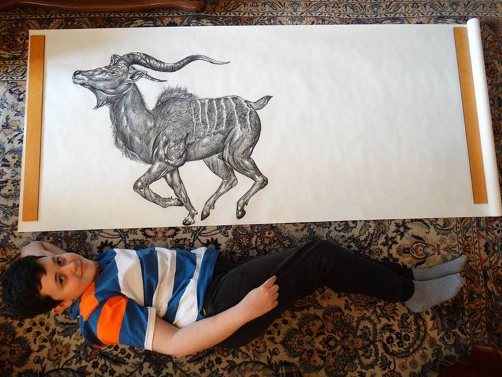 อัจฉริยะด้านศิลปะ ศิลปินเด็กวัย 15 ปี วาดรูปสัตว์เพียงแค่ใช้ความจำ