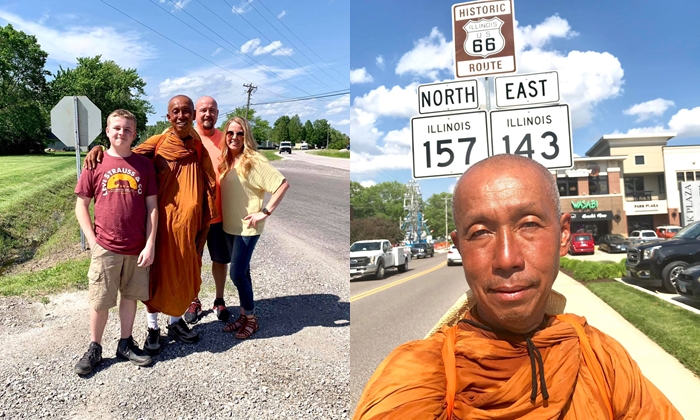 ชาวอเมริกันชื่นชม พระสงฆ์ไทย 'เดินธุดงค์เพื่อสันติภาพ' ข้ามอเมริกา