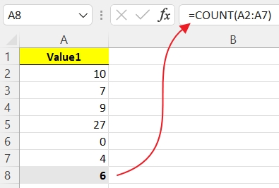 สูตร COUNT : การนับจำนวนช่อง ที่มีตัวเลขอยู่