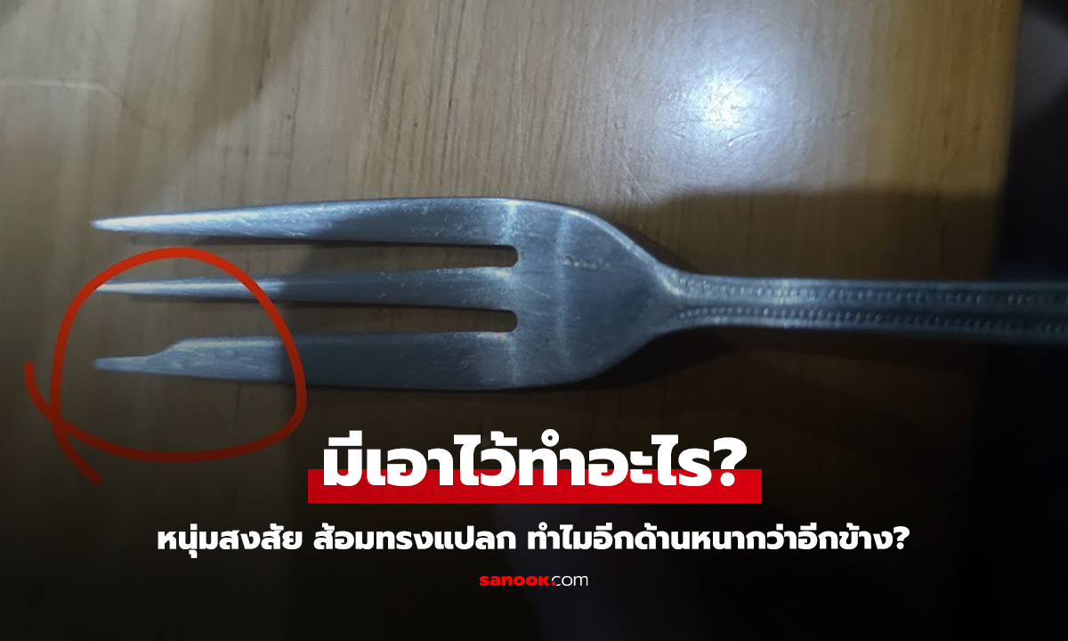 หนุ่มสงสัย ส้อมสำหรับของหวาน ทำไมด้านในต้องบิ่นไม่เท่าอีกข้าง