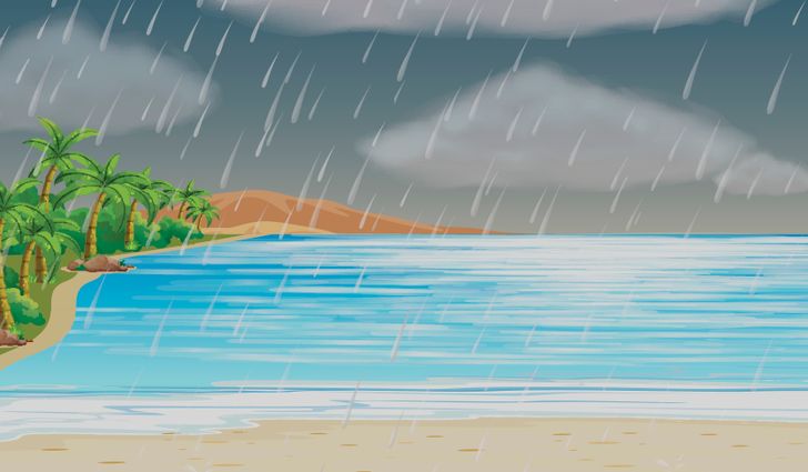 ฝนตกที่ชายหาด