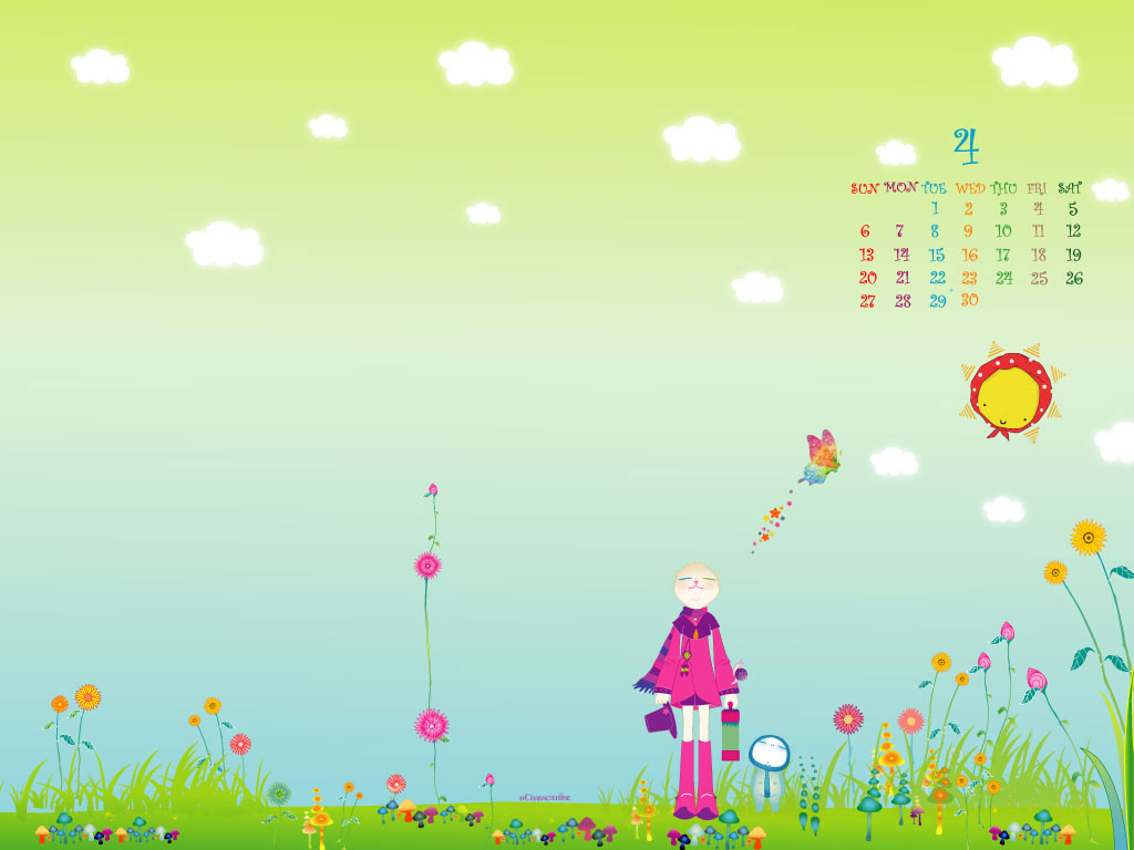 Wallpaper : ปฎิทินน่ารัก April 2008