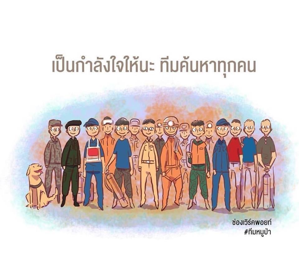 ภาพวาดให้กำลังใจ ทีมหมูป่า