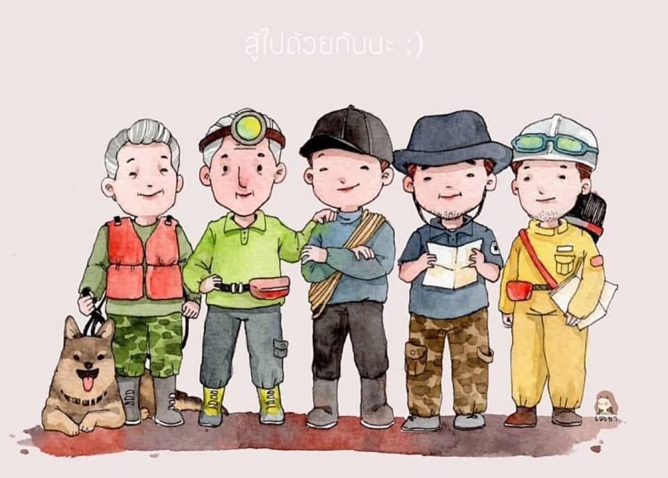 ภาพวาดให้กำลังใจ ทีมหมูป่า