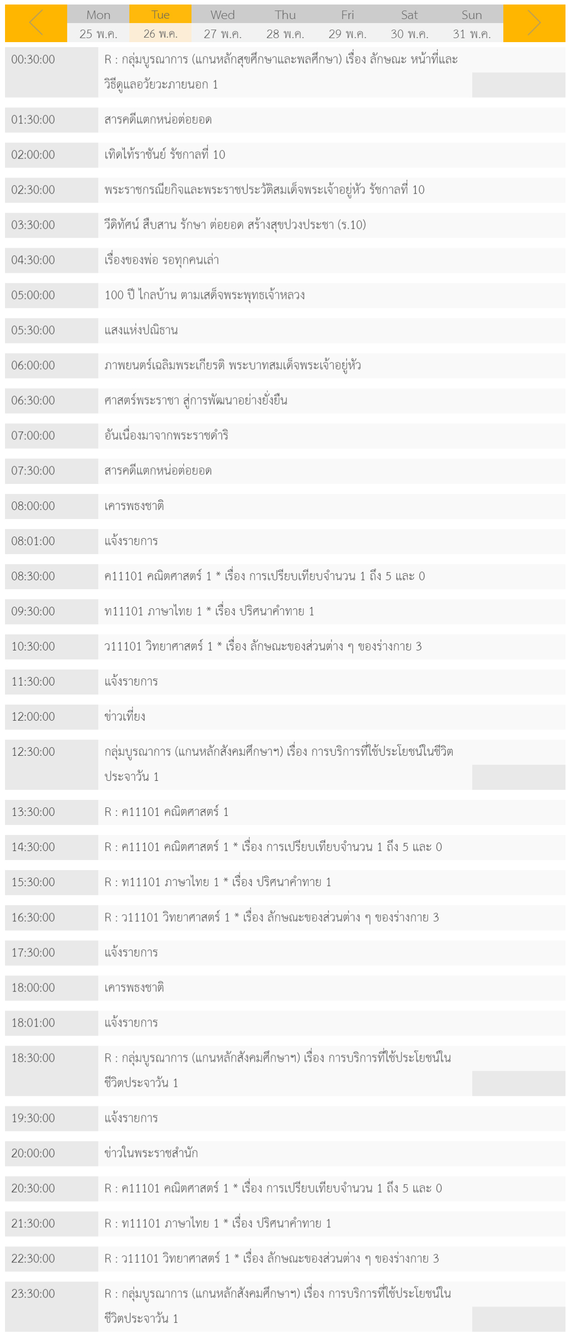 ตารางเรียนออนไลน์ชั้นประถม 1 - 6 วันที่ 26 พฤษภาคม 2563 ช่อง DLTV