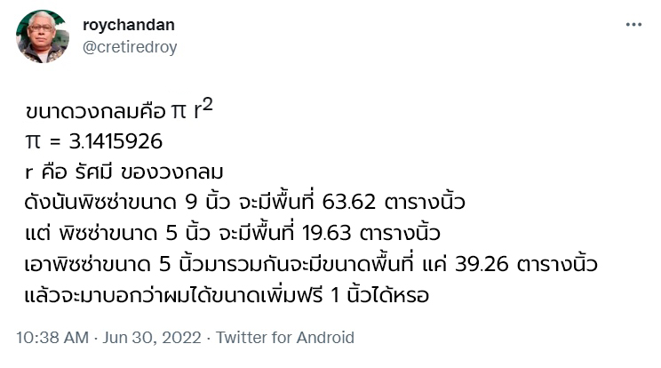 สูตรหาพื้นที่วงกลม