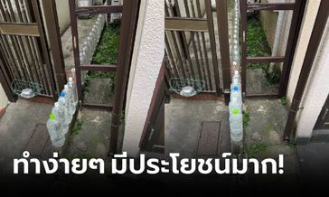 ภาพคนไทยก็ควรทำ! คนญี่ปุ่นไขข้อข้องใจ เรียงขวดน้ำหน้าบ้าน ทำเพื่อป้องกันอะไร?