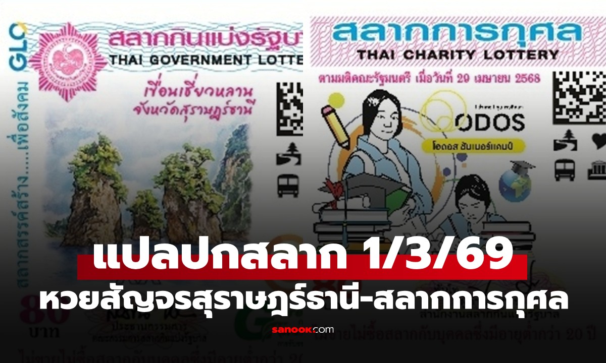 แปลปกสลาก หวยสัญจรสุราษฎร์ธานี 1/3/69 เจาะรหัสเลขเด็ดเขื่อนเชี่ยวหลาน