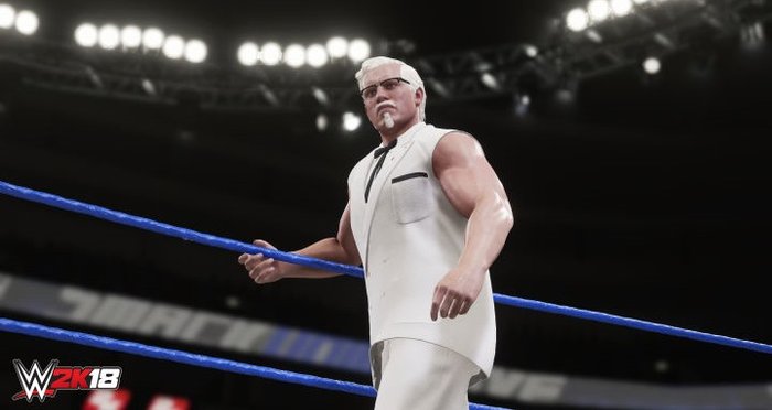 พบ ผู้พันแซนเดอส์ แห่ง KFC ลงสนามมวยปล้ำในเกม WWE 2k 2018