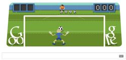 สวมบทโกล์มือกาวกับเกมส์ Google Soccer 2012