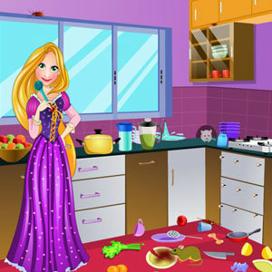 เกมส์แต่งบ้าน เกมส์ทำความสะอาด Rapunzel Messy Kitchen Cleaning