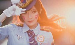 คอสเพลย์ D.va ในชุดสกิน Officer สุดน่ารัก