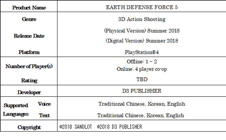 EARTH DEFENSE FORCE 5