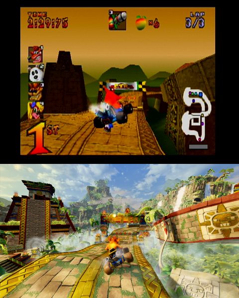 ภาพเปรียบเทียบระหว่าง Crash Team Racing กับ Crash Team Racing Nitro-Fueled