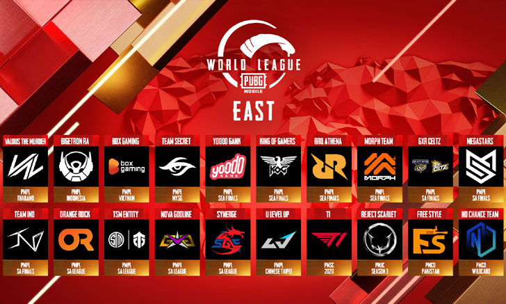 ทำความรู้จักกับ 20 ทีม ที่เข้าแข่งขันศึก PUBG Mobile World League East