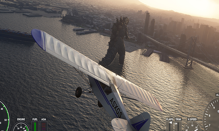 ระทึก! ก๊อตซิลล่าป่วนใน Microsoft Flight Simulator