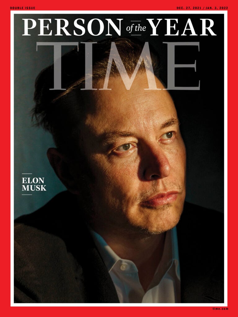 ปกนิตยสาร TIME ฉบับวันที่ 3 มกราคม 2021 ที่แต่งตั้งให้ ‘อีลอน มัสก์’ (Elon Musk) เป็นบุคคลบแห่งปี 2021