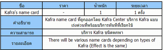 TRO: "KAFRA SHOP" [PR]