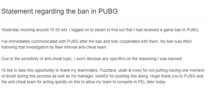 โปรเพลยเยอร์ PUBG Aitzy ออกมาอธิบายว่าทำไมเขาถึงถูกแบนโดย Steam เมื่อวันที่ผ่านมาหลังได้บัญชีคืน