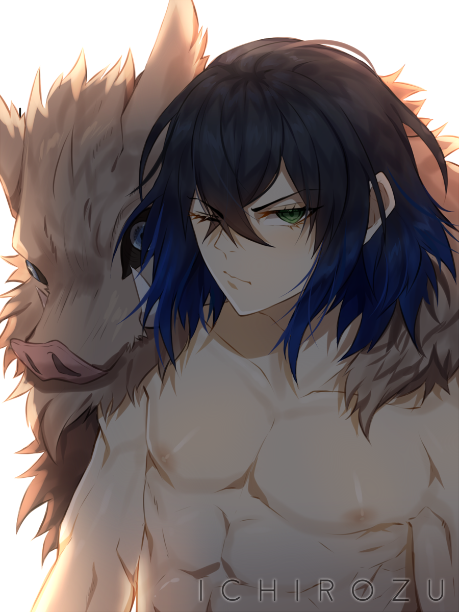 แฟนอาร์ตตัวละคร ฮาชิบิระ อิโนะสุเกะ Hashibira Inosuke ในดาบพิฆาตอสูร จาก Ichirozu