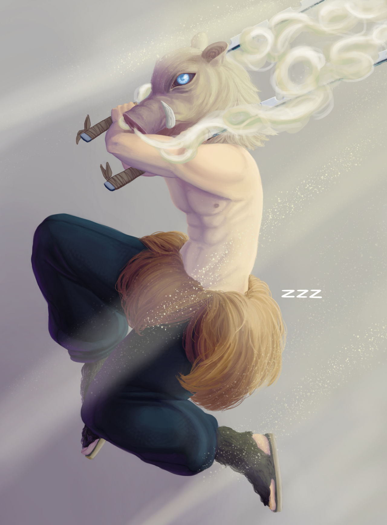 แฟนอาร์ตตัวละคร ฮาชิบิระ อิโนะสุเกะ Hashibira Inosuke ในดาบพิฆาตอสูร จาก SenpaiLilas