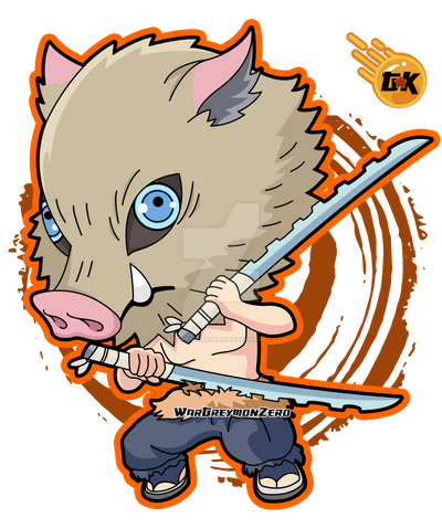 แฟนอาร์ตตัวละคร ฮาชิบิระ อิโนะสุเกะ Hashibira Inosuke ในดาบพิฆาตอสูร จาก WarGreymonZero