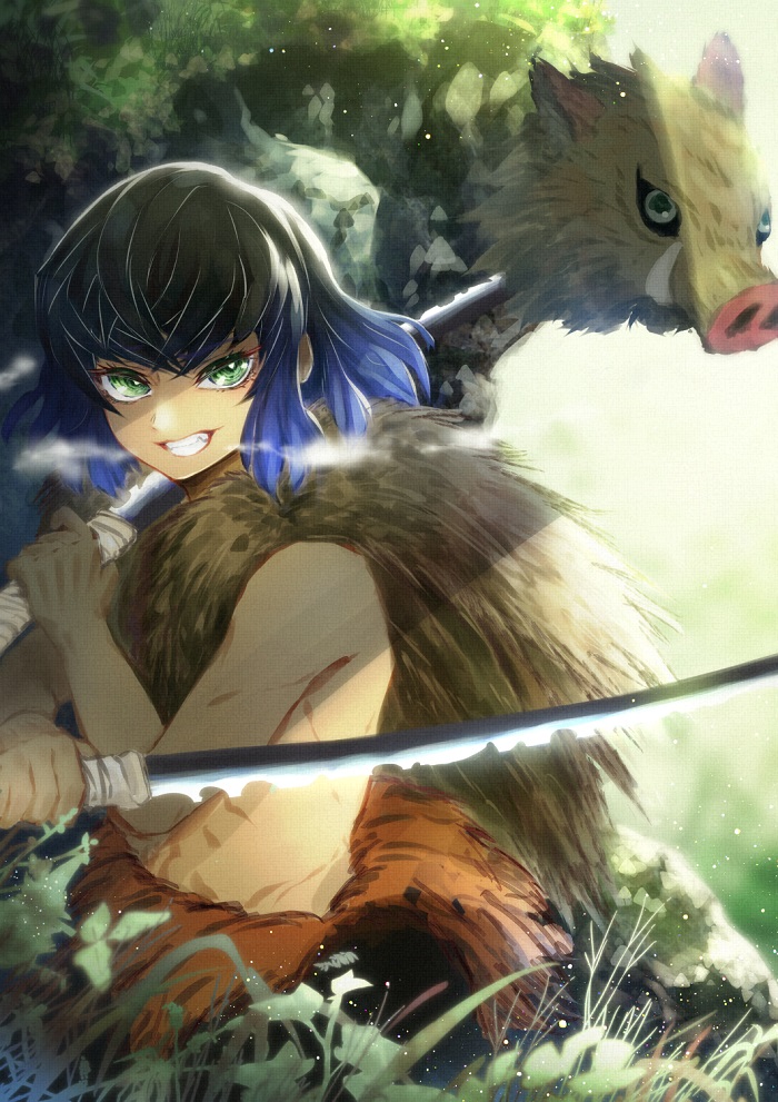 แฟนอาร์ตตัวละคร ฮาชิบิระ อิโนะสุเกะ Hashibira Inosuke ในดาบพิฆาตอสูร จาก cluseller