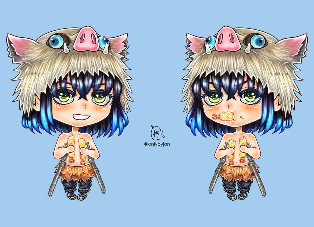 แฟนอาร์ตตัวละคร ฮาชิบิระ อิโนะสุเกะ Hashibira Inosuke ในดาบพิฆาตอสูร จาก onlybyjan