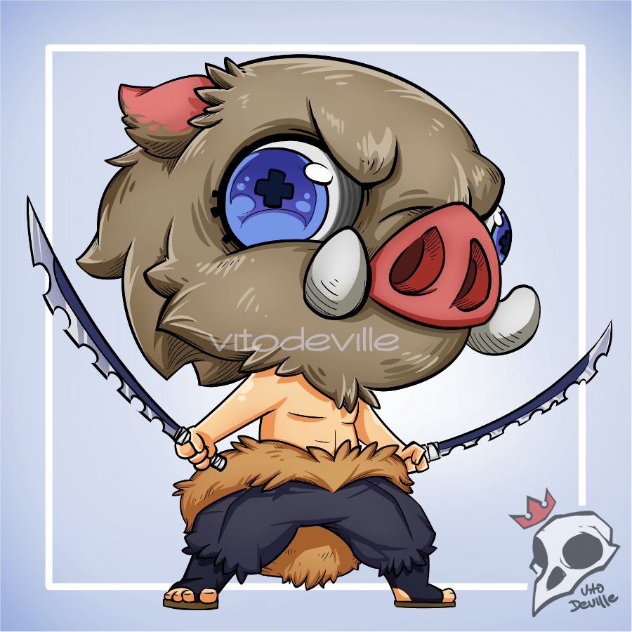 แฟนอาร์ตตัวละคร ฮาชิบิระ อิโนะสุเกะ Hashibira Inosuke ในดาบพิฆาตอสูร จาก vitodeville