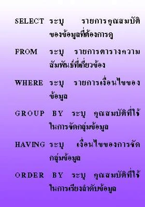 ภาษาสอบถามเชิงโครงสร้าง (Structured  Query  Language)