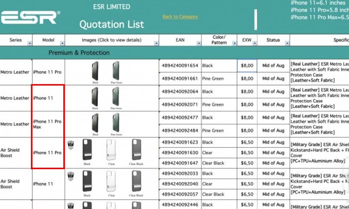 ผู้ผลิตเคสชื่อดังเรียกชื่อ iPhone 2019 ว่า iPhone 11, iPhone Pro และ iPhone 11 Pro Max