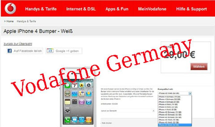 ข้อมูลเพิ่มเติม iPhone 4S ขึ้นโชว์ที่เว็บไซต์ Vodafone ประเทศเยอรมัน